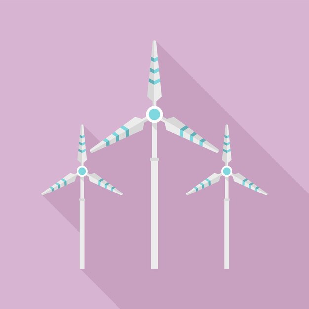 Icono de la torre de la turbina eólica ilustración plana del icono vectorial de la torre del aerogenerador para el diseño web
