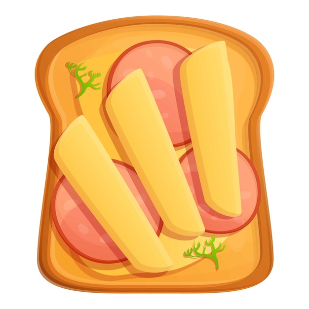 Icono de tostadas de queso salchichas Icono vectorial de tostades de queso sachetillas para el diseño web aislado sobre un fondo blanco