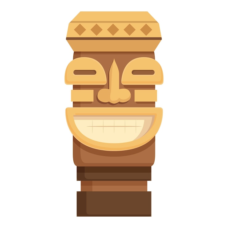 El ícono del tótem del altar, el vector de dibujos animados, la estatua de Maya enojada.