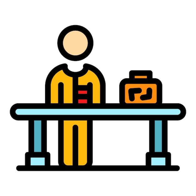 Icono de trabajador del aeropuerto Contorno del trabajador del aeroporto Icono vectorial de color plano aislado