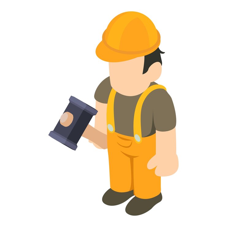 Vector icono de trabajador de la construcción ilustración isométrica del icono de vector de trabajador de la construcción para web