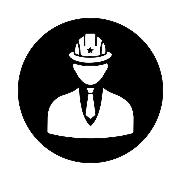 Vector icono del trabajador ingeniero gráficos vectoriales negros