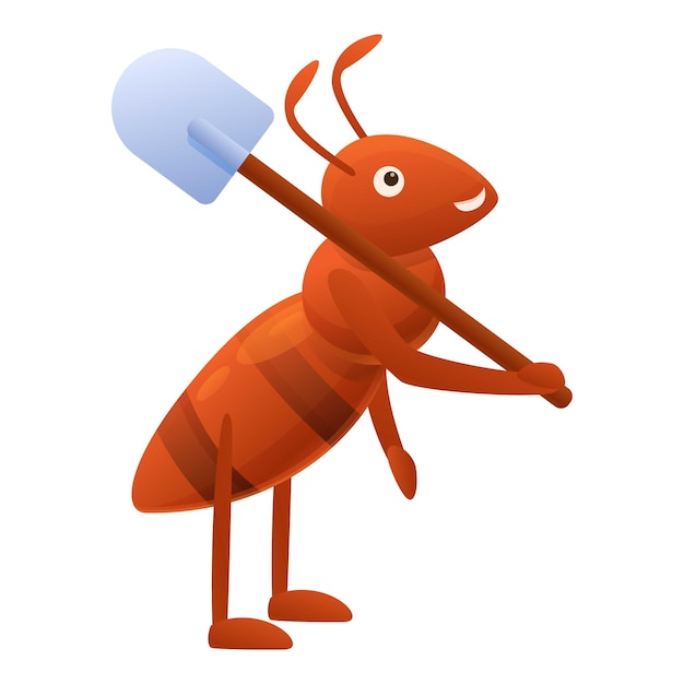 Icono de trabajador de pala de hormiga Caricatura de icono de vector de trabajador de pala de hormiga para diseño web aislado sobre fondo blanco