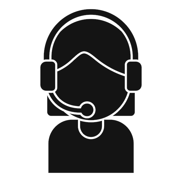 Icono de trabajadora de centro de llamadas simple vector Ayuda en línea