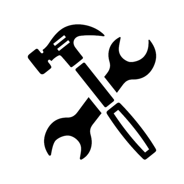 Icono de trabajo de construcción de reparación de herramientas manuales Gráficos vectoriales negros