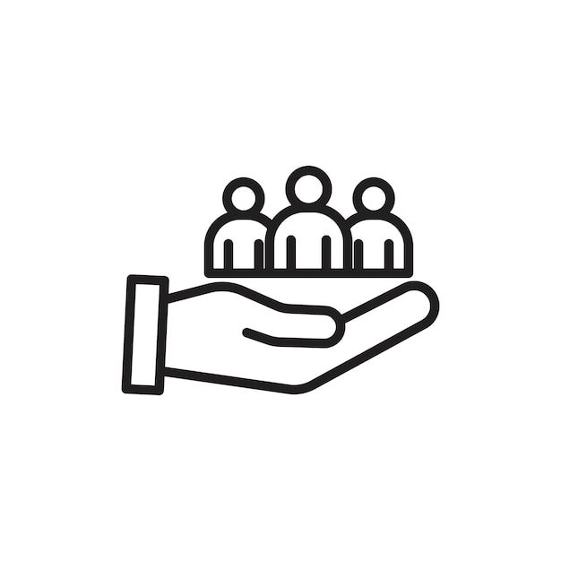 Icono de trabajo en equipo Arte plano en blanco y negro aislado