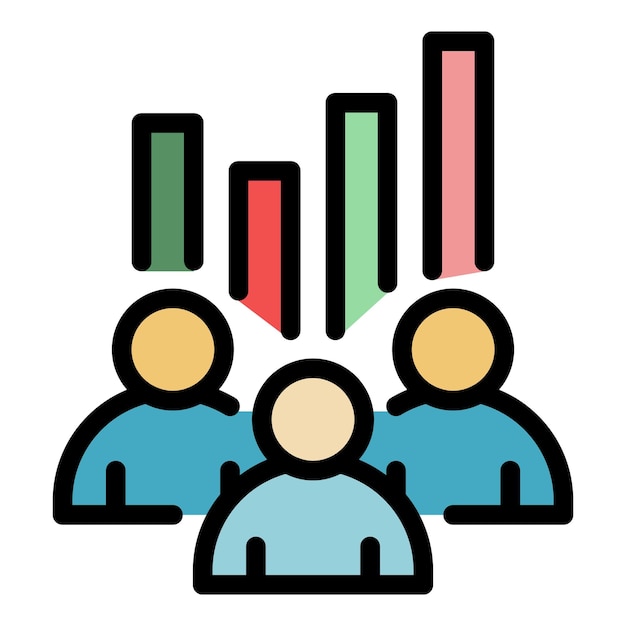 Icono de trabajo en equipo de externalización Esbozo de trabajo en grupo de externalización Icono vectorial de color plano aislado