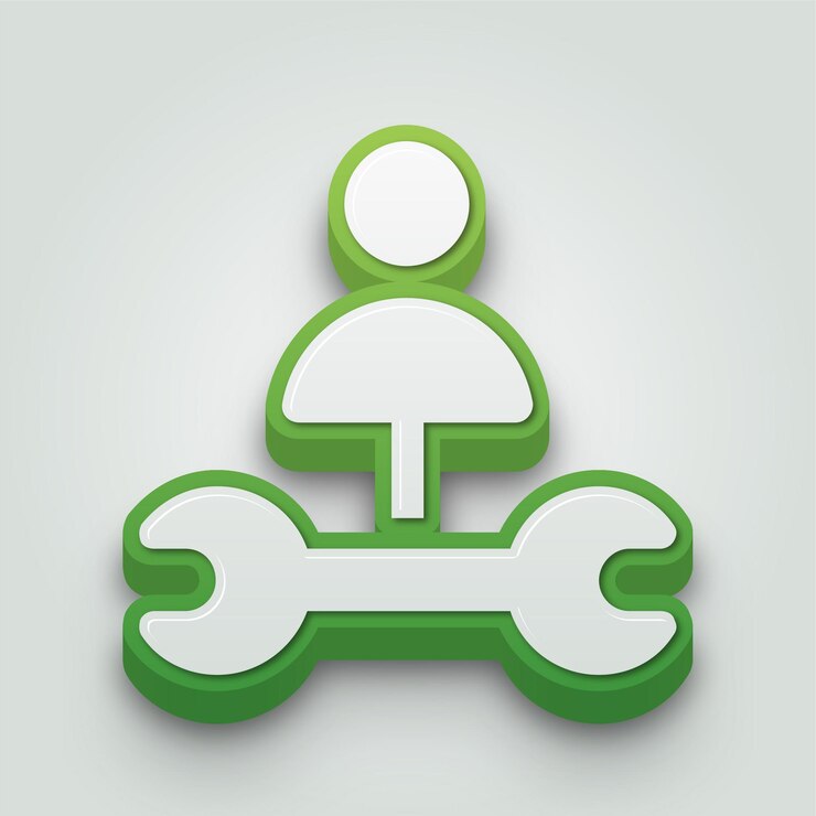 Vector icono de trabajo verde y blanco moderno en 3d con fondo editable