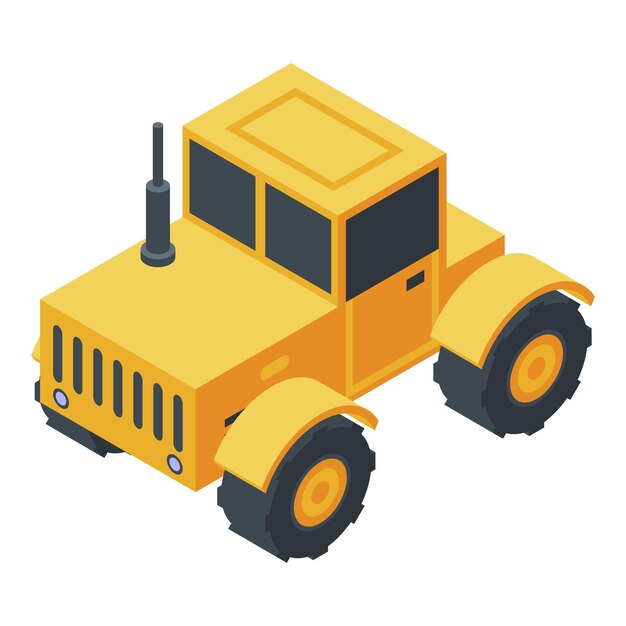 Icono de tractor amarillo Isométrico del icono de vector de tractor amarillo para diseño web aislado sobre fondo blanco