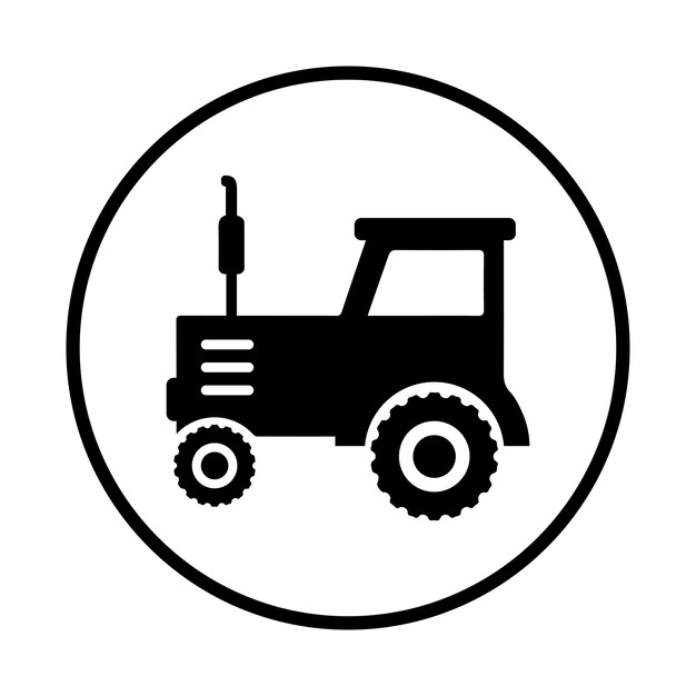 Ícono de tractor, máquina agrícola y camión Gráficos vectoriales en negro