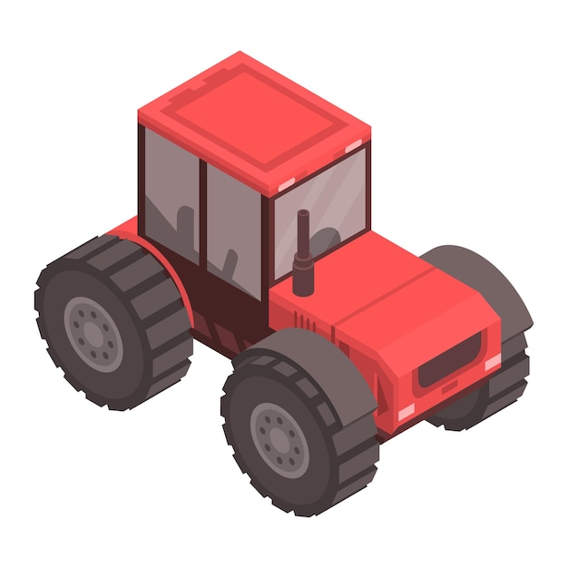 Icono de tractor rojo Isométrico del icono de vector de tractor rojo para diseño web aislado sobre fondo blanco