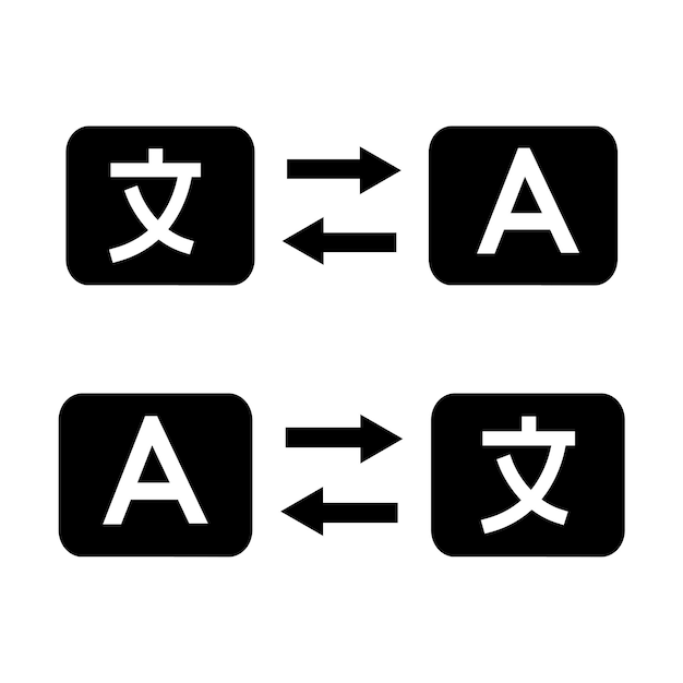 Ícono de traducción en estilo plano Ilustración vectorial de traducción en fondo blanco aislado