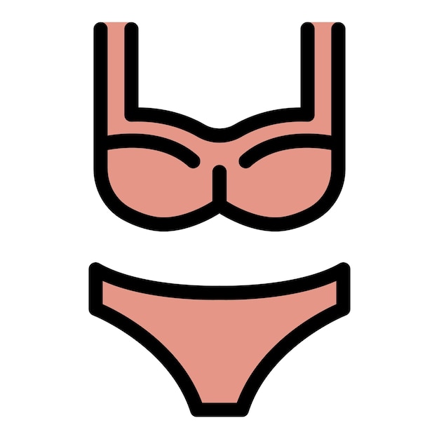 Icono de traje de baño para niñas Contorno de icono vectorial de traje de bañador para niñas Color plano aislado