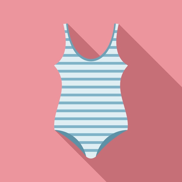 Icono de traje de baño a rayas de mujer Ilustración plana de icono de vector de traje de baño a rayas de mujer para diseño web