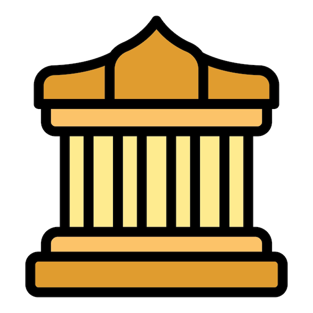 Vector icono de traje de templo vector de contorno cultura de viajes skyline color nacional plano