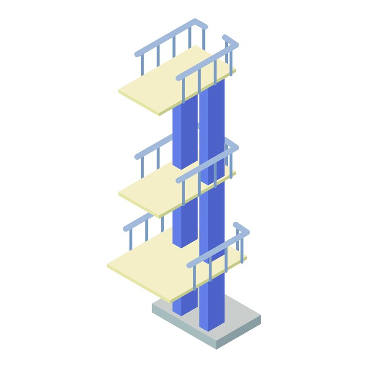 Vector icono de trampolín de torre isométrico de icono de vector de trampolín de torre para diseño web aislado sobre fondo blanco