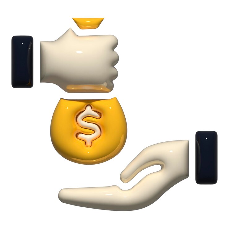 Icono de transacción de intercambio de manos de dinero