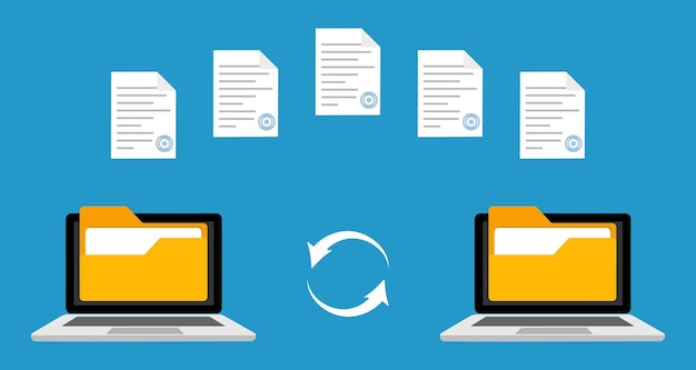 Icono de transferencia de archivos Intercambio de datos intercambio de archivos transferencia transferencia digital transferencia de documentos carga descarga sincronización de datos intercambio de archivos Icono de línea vectorial para Negocios y Publicidad