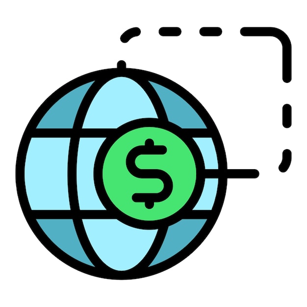 Icono de transferencia de dinero de comercio Contorno de comercio Icono de transmisión de dinero de vector Color plano aislado