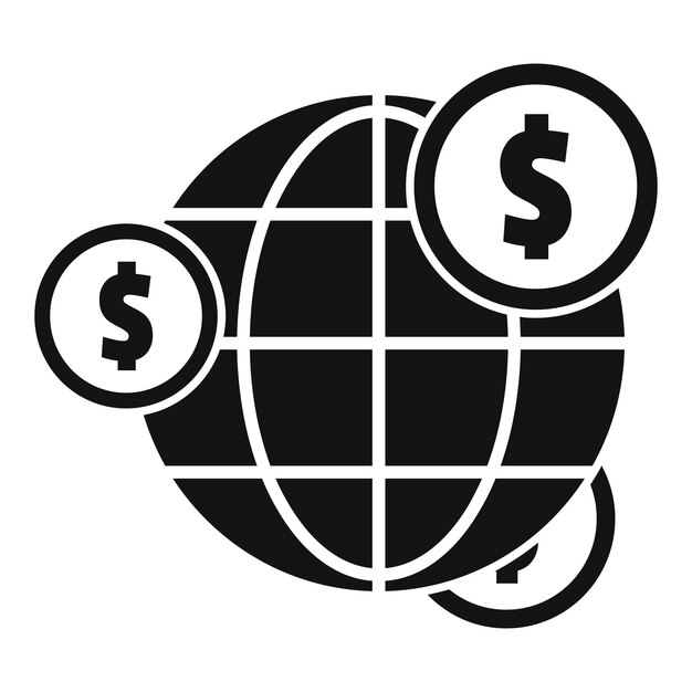 Icono de transferencia de dinero global vector simple Enviar efectivo Banco en línea