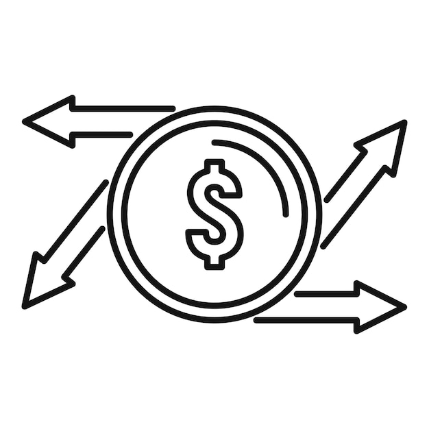 Icono de transferencia de dinero de moneda Icono de vector de transferencia de dinero de moneda de esquema para diseño web aislado sobre fondo blanco