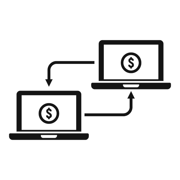 Icono de transferencia de dinero de red portátil Ilustración simple del icono de vector de transferencia de dinero de red portátil para diseño web aislado sobre fondo blanco