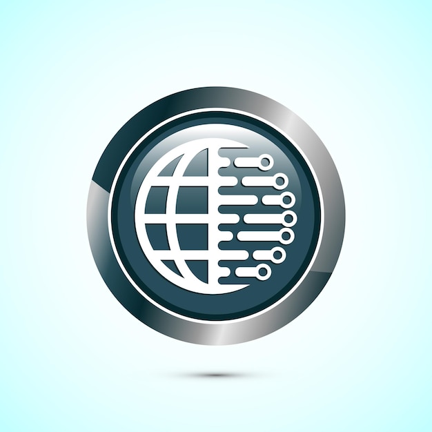 Ícono de transformación digital Signo de digitalización adecuado para aplicaciones móviles y diseños web Diseño de botones redondos de color gris