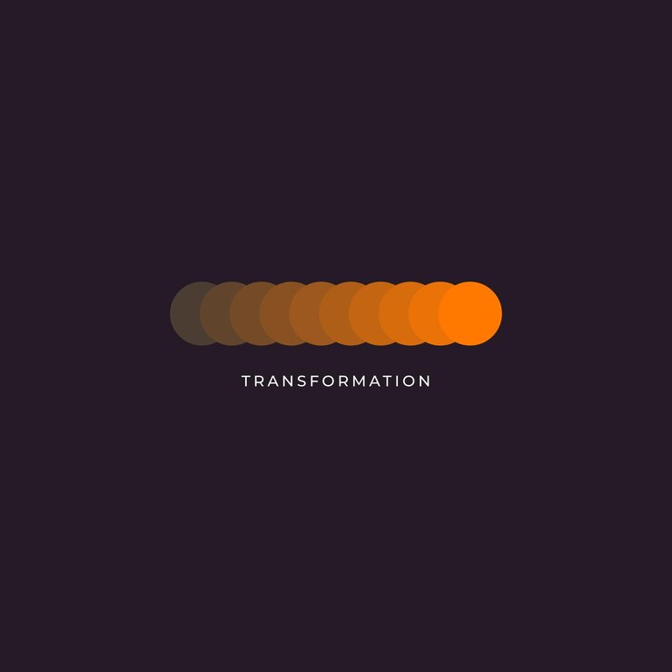 Icono de transformación Tema sofístico naranja Icono de tecnología Concepto de transformación