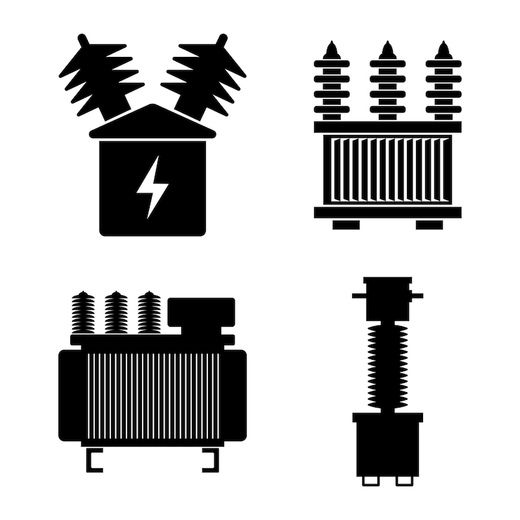 Vector icono de transformador eléctrico de alta tensión
