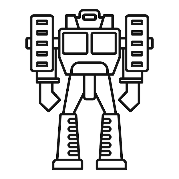 Icono de transformador de robot de camión Icono de vector de transformador de robot de camión de esquema para diseño web aislado sobre fondo blanco