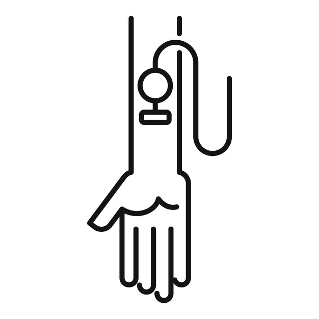 Icono de transfusión de sangre de mano Icono de vector de transfusión de sangre de mano de contorno para diseño web aislado sobre fondo blanco