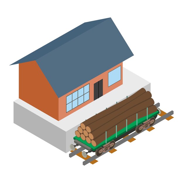 Icono de transporte de madera Ilustración isométrica del icono de vector de transporte de madera para web