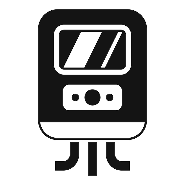 Icono de transporte de tren eléctrico de vista frontal que muestra el transporte público