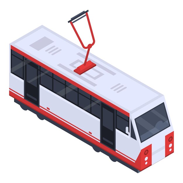 Vector icono de tranvía de la ciudad isométrico del icono de vector de tranvía de la ciudad para diseño web aislado sobre fondo blanco