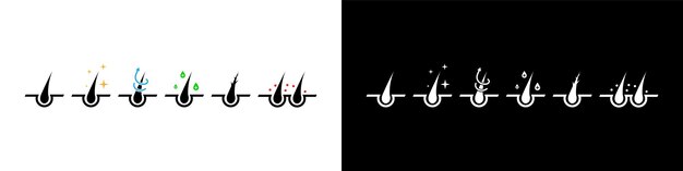 Icono de tratamiento y cuidado del cabello Etiqueta de champú vectorial aislada en blanco