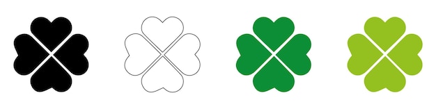 Icono de trébol de cuatro hojas Icono negro aislado sobre fondo blanco Silueta de trébol Icono simple EPS 10