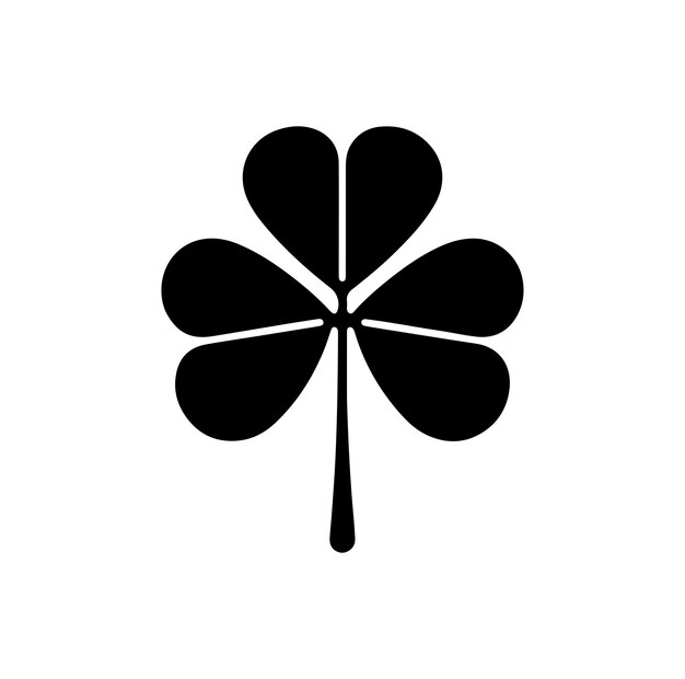 Icono de trébol de cuatro hojas Icono negro aislado sobre fondo blanco Silueta de trébol Icono simple