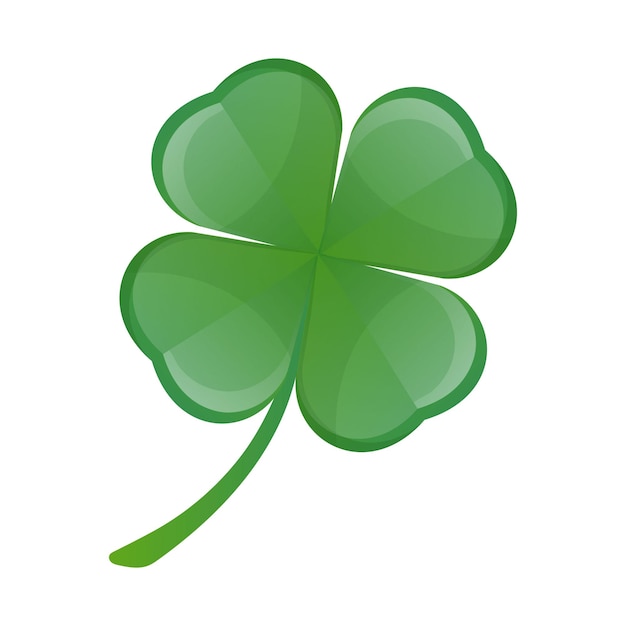 Icono del trébol en estilo plano Icono de la buena suerte El trébol verde de cuatro hojas