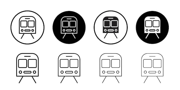 Ícono de tren Arte plano en blanco y negro aislado