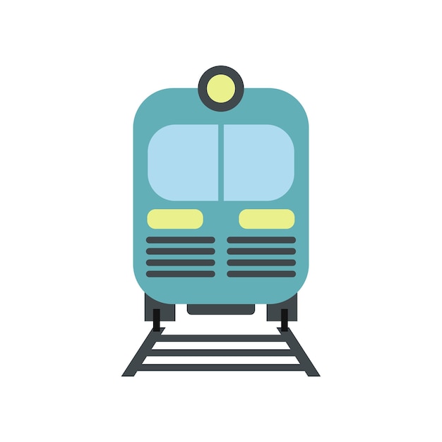 Icono de tren azul en estilo plano aislado sobre fondo blanco