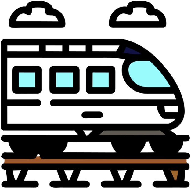 Vector icono de tren con contorno de colores