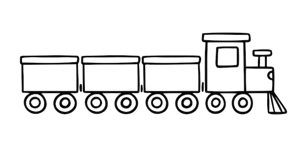 Icono de tren de juguete para niños dibujado a mano dibujo de contorno dibujo de línea clipart símbolo ilustración vectorial