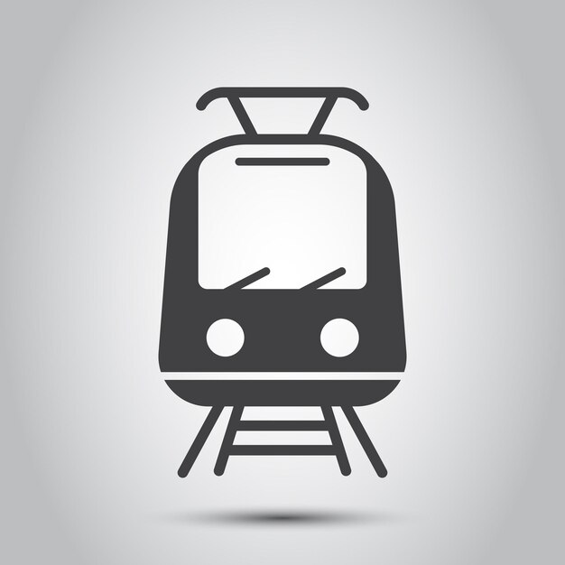 Icono de tren de metro en estilo plano Ilustración vectorial de metro en un fondo aislado Concepto de negocio de señales de transporte