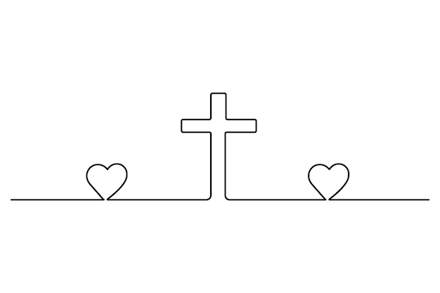 Icono de tres cruces cristianas continuo dibujo artístico de una línea con vector de trazos editable Icono