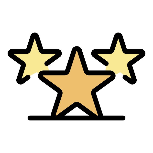 Icono de tres estrellas Contorno tres estrellas vector icono color plano aislado