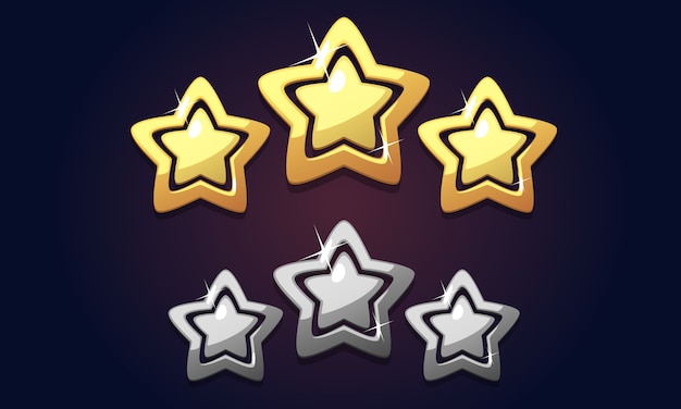 Icono de tres estrellas de oro calificación aislada