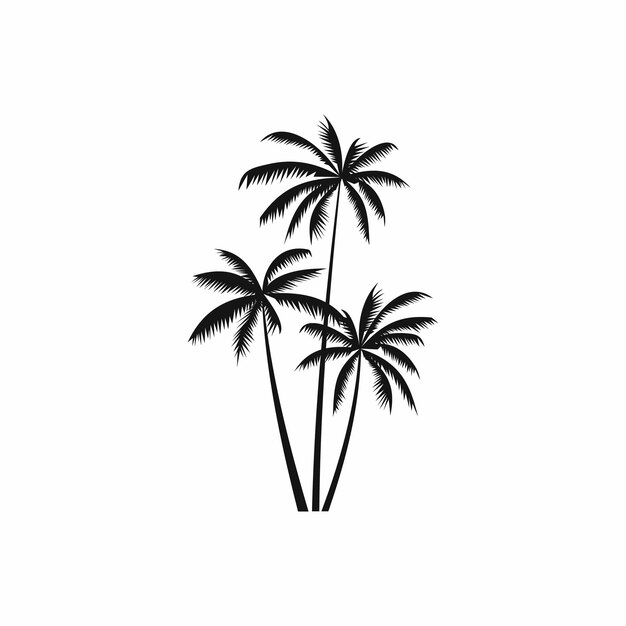 Icono de tres palmeras de coco en estilo simple sobre un fondo blanco