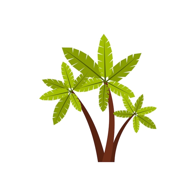 Icono de tres palmeras en estilo plano aislado sobre fondo blanco Símbolo de flora