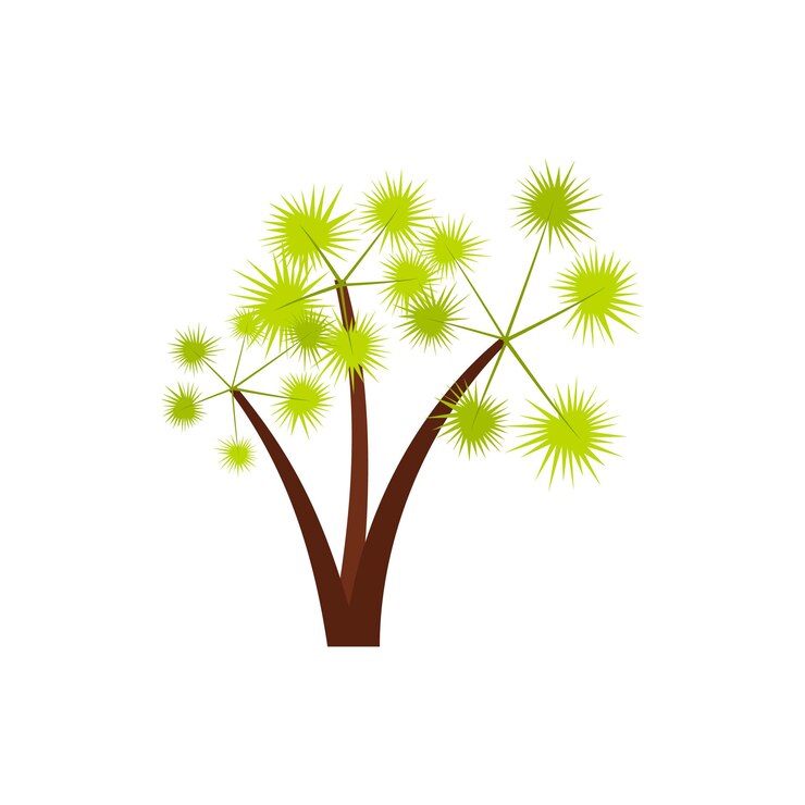 Vector icono de tres palmeras puntiagudas en estilo plano aislado sobre fondo blanco símbolo de flora