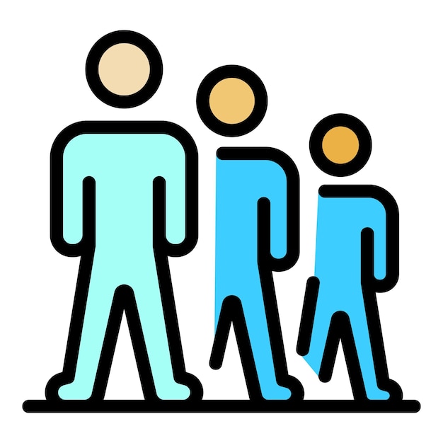 Icono de tres personas Contorno de tres personas Icono vectorial de color plano aislado
